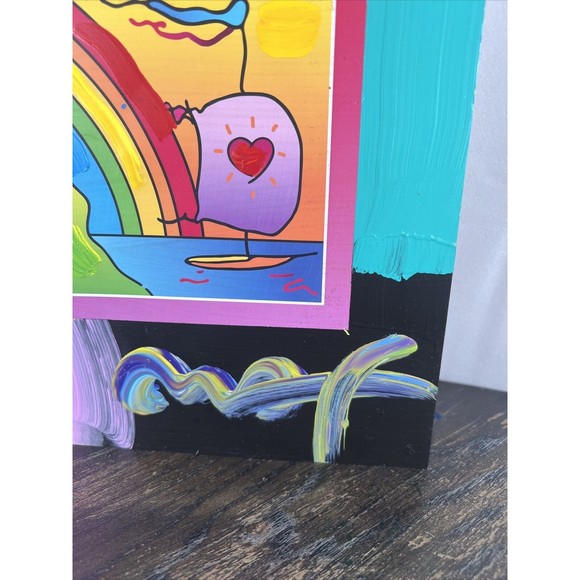Peter Max Sailboat w/ Heart 248418 Hand Embellished Signed Serigraph - Picture 4 of 10